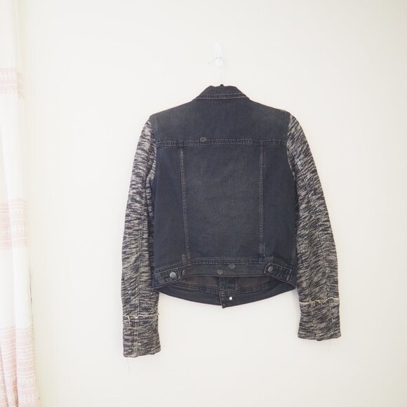 * Free People Black Denim Sweater Jacket sz M - Picture 5 of 5